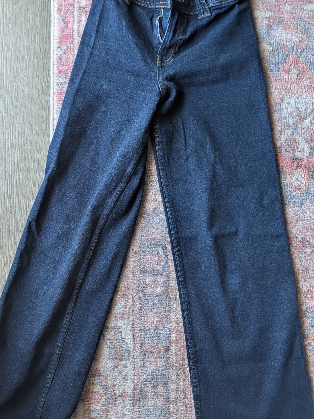 Zara Girl Navy Straight Jeans with Gold Stitching - Picture 2 of 3